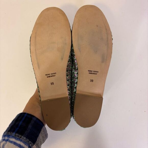 Cardinale Women's Green & Purple Iridescent Leather Woven Flats Size 9 - Picture 9 of 9